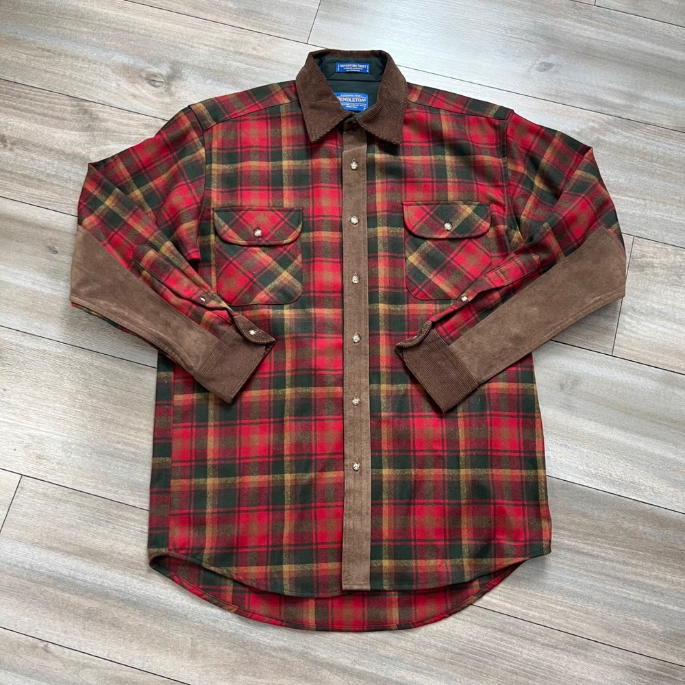 Pendleton Adventure Shirt Maple Leaf Tartan Wool Plaid Mens Medium M-29